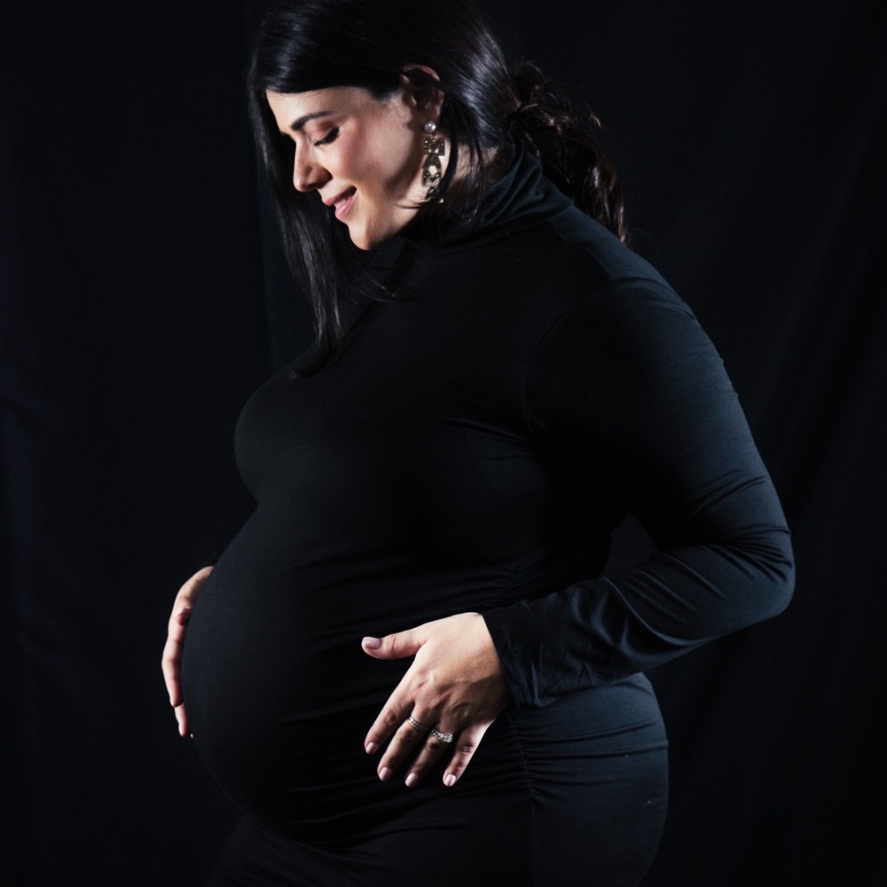 Black Maternity Turtleneck Dress
